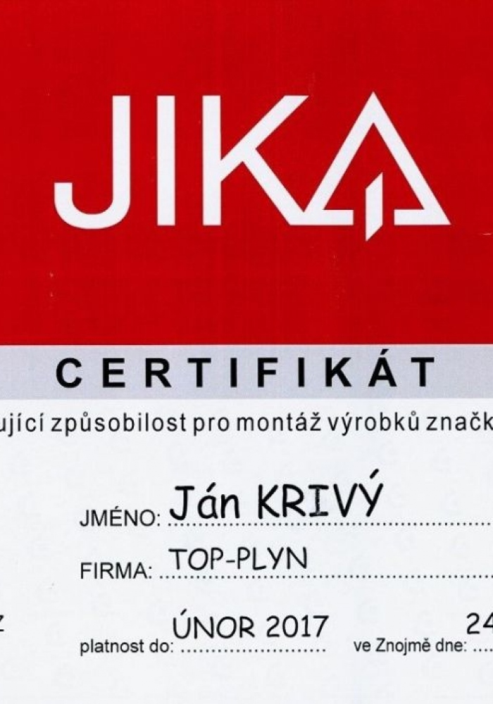 Certifikát - JIKA