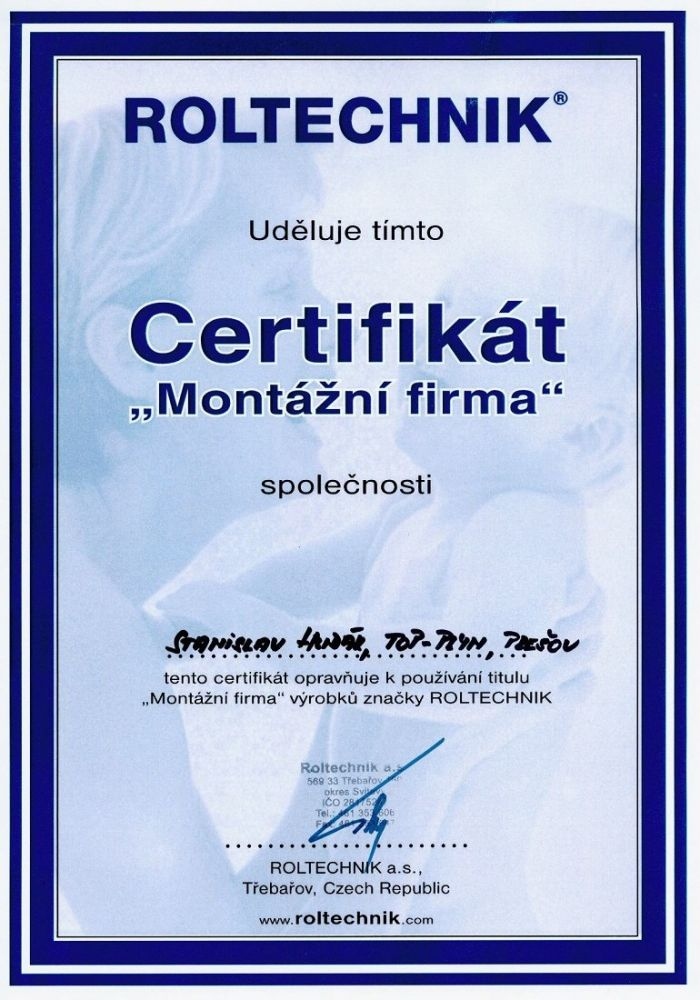 Certifikát - Roltechnik